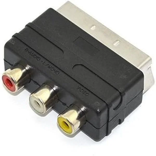 3RCA til SCART-adapter AV-kabelkonverter, SCART Euro-stik
