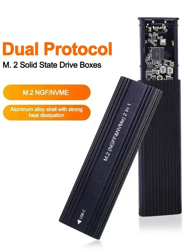 AliExpress - M2 SSD-Gehäuse NVME SATA Dual-Protokoll M.2 zu USB Typ C SSD-Gehäuseadapter NVME SATA SSD-Festplattenbox Unterstützt M-Key und B&M-Key