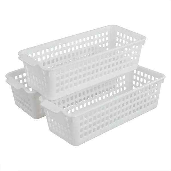 3-pack Small Practical Plastic Baskets for Storage (White)