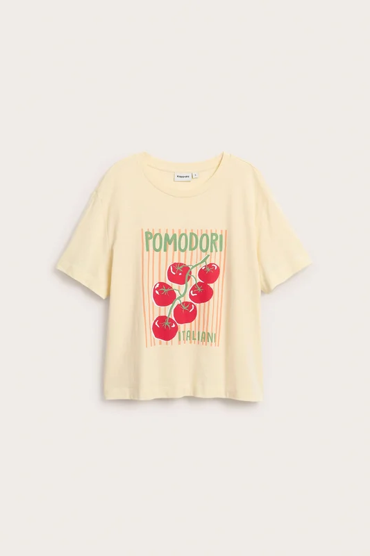 Kappahl | T-shirt med tryck "Pomodori" Ljusgul L | Dam