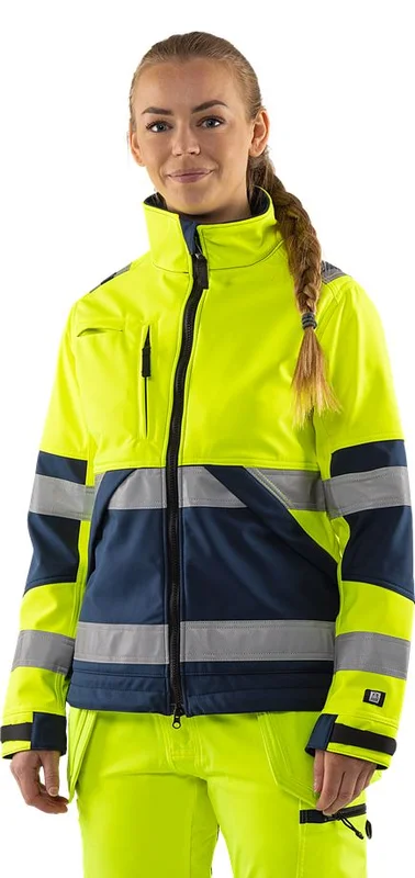 Arbetskläder Fristads Dam Varsel softshell-jacka 4183 WYH klass 2, dam, Varsel Gul/Marinblå