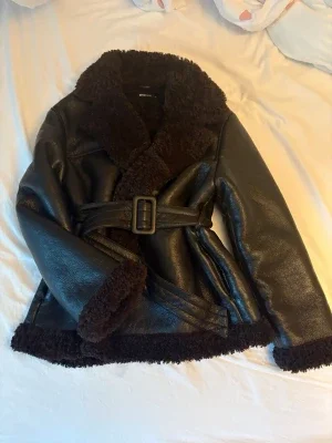 Teddy PU belted jacket