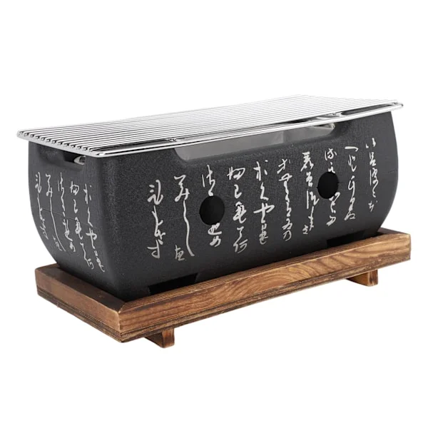 Japansk stil BBQ Grill spis Kolgrill spis Rektangel Kalligrafi Snabbuppvärmning Aluminiumlegering Trådgrill Bas för camping M-XF13-