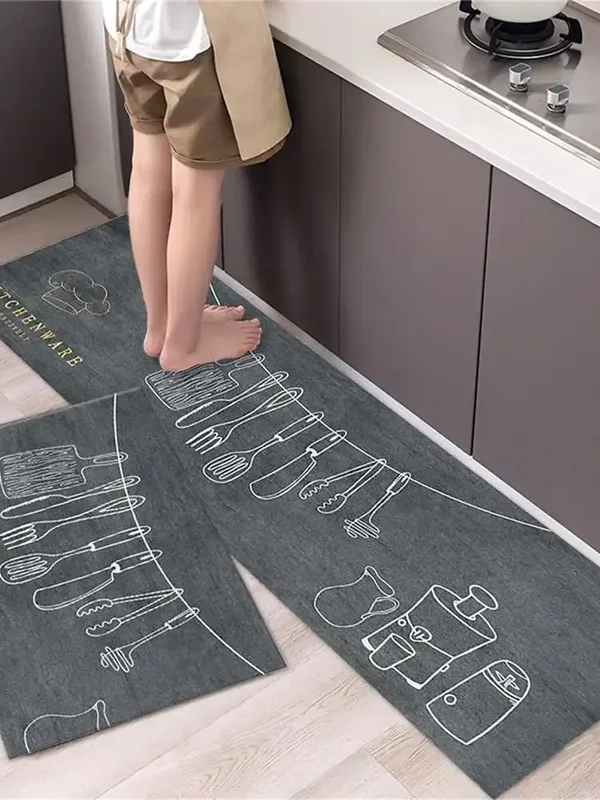 AliExpress - VIKAMA – tapis de sol de cuisine en velours cristal, résistant à l'huile et à l'eau, lavable pour la maison, Long, résistant à la saleté,