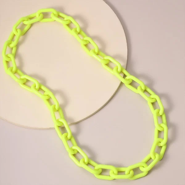 Long Trendy Acrylic Halloween Necklace for Women and Girls Chunky Hip Hop Necklace Gift (Yellow)