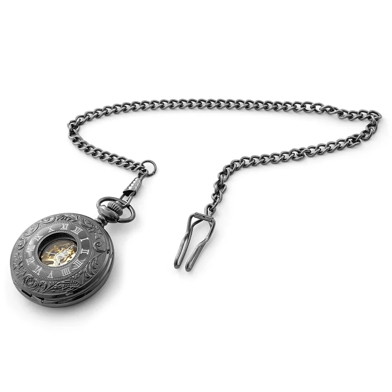 Black Ornate Pocket Watch for Men - Pocket watches