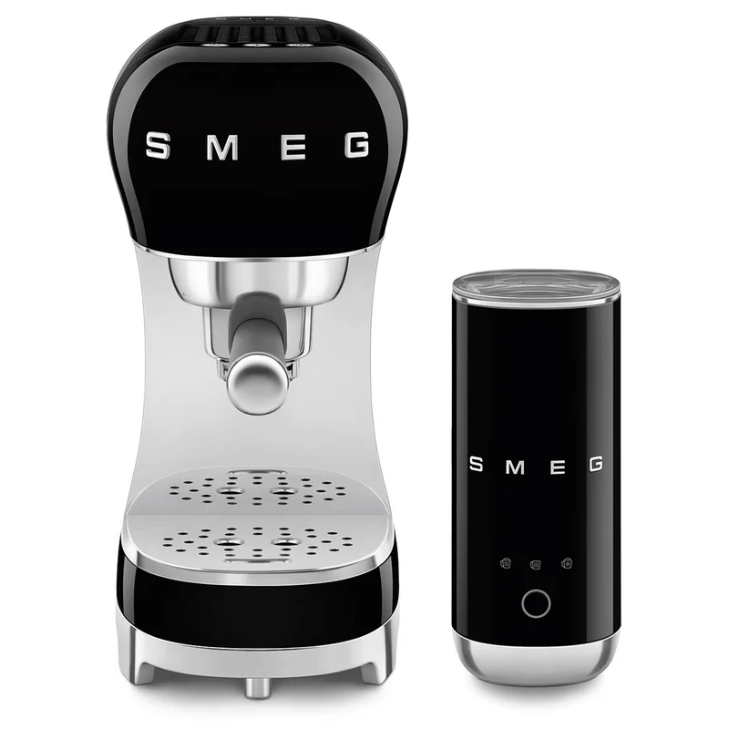 Smeg ECF12BLEU manuell espressomaskin med separat melkeskummer, svart