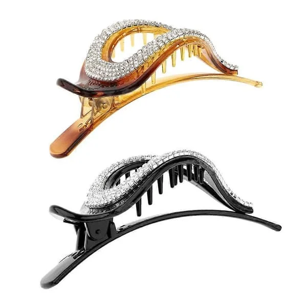 2-pack Women's Shiny Crystal Hair Clip Rhinestone Hairpin Bridal