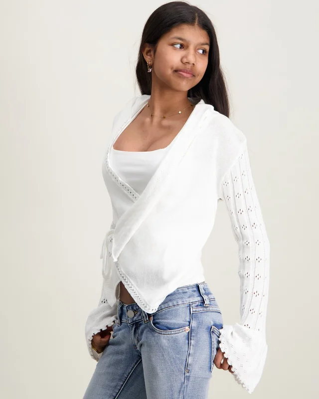 Gina Tricot Young 14+ 14+ knitted frill cardigan Weiß Pullover Mädchen - Kids Brand Store