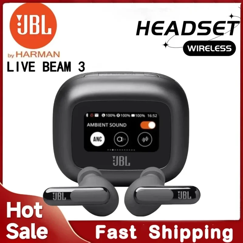 AliExpress - Écouteurs intra-auriculaires sans fil JBL LIVE BEAM 3, écran tactile intelligent de 1,45 pouce, Bluetooth 5.3, audio haute résolution, 