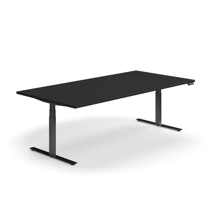 Stående mødebord QBUS, rektangulært, 2400x1200 mm, sort stel, sort
