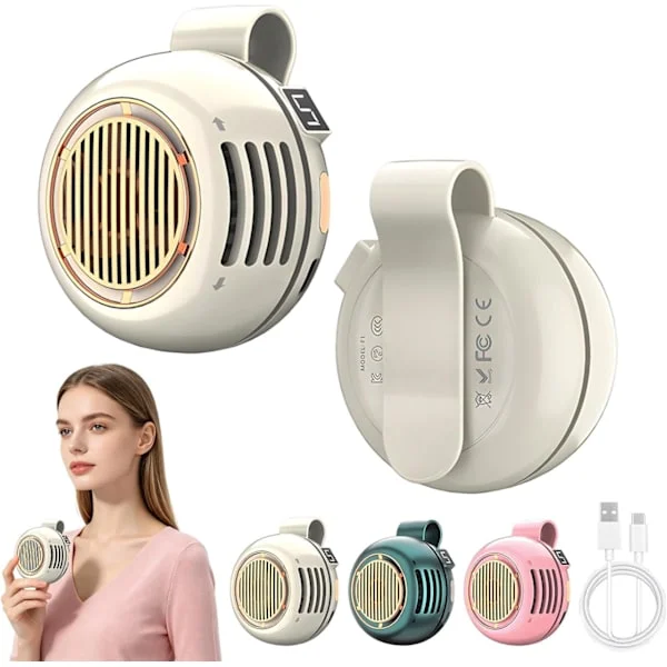 Portable Clip Cooling Fan USB Rechargeable Mini Clip Fan Neck Waist Fan 5-Speed Adjustable Air Conditioning Fan 1000mAh (1 pc)