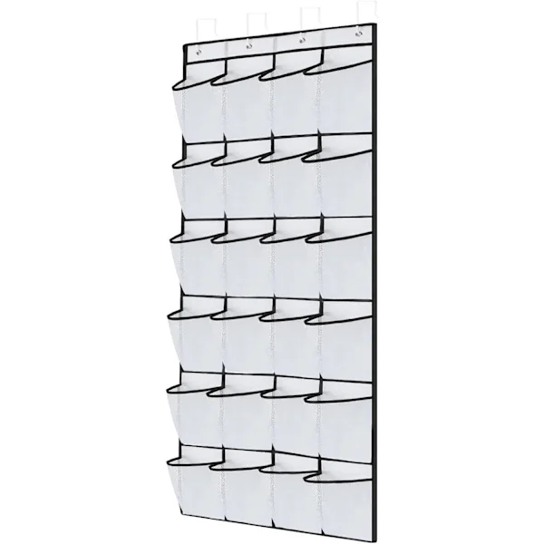 24 Stora Fack Över Dörren Skoförvaring Organiser Hängande Skoförvaring Mesh Hängande Skoförvaring Hängande Skoställ för Män Kvinnor, Vit